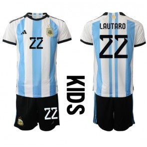 Lacne Dětský Futbalové dres Argentína Lautaro Martinez #22 MS 2022 Krátky Rukáv - Domáci (+ trenírky)